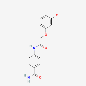 molecular formula C16H16N2O4 B15033545 4-{[(3-Methoxyphenoxy)acetyl]amino}benzamide 