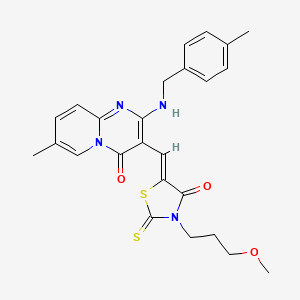 molecular formula C25H26N4O3S2 B15033580 3-{(Z)-[3-(3-methoxypropyl)-4-oxo-2-thioxo-1,3-thiazolidin-5-ylidene]methyl}-7-methyl-2-[(4-methylbenzyl)amino]-4H-pyrido[1,2-a]pyrimidin-4-one 