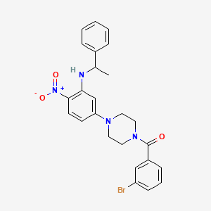 molecular formula C25H25BrN4O3 B15033586 (3-Bromophenyl)(4-{4-nitro-3-[(1-phenylethyl)amino]phenyl}piperazin-1-yl)methanone 