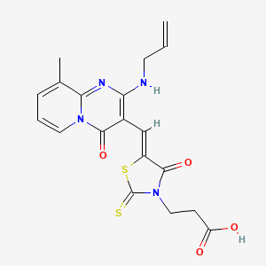 3-[(5Z)-5-{[9-methyl-4-oxo-2-(prop-2-en-1-ylamino)-4H-pyrido[1,2-a]pyrimidin-3-yl]methylidene}-4-oxo-2-thioxo-1,3-thiazolidin-3-yl]propanoic acid