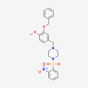 molecular formula C25H27N3O6S B15033605 1-[3-(Benzyloxy)-4-methoxybenzyl]-4-[(2-nitrophenyl)sulfonyl]piperazine 