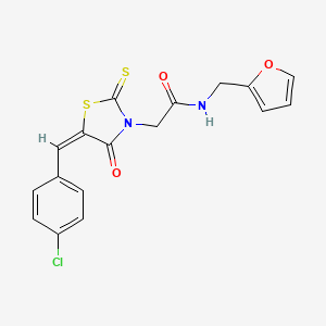 2-[(5E)-5-(4-chlorobenzylidene)-4-oxo-2-thioxo-1,3-thiazolidin-3-yl]-N-(furan-2-ylmethyl)acetamide