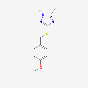 molecular formula C12H15N3OS B15033618 3-[(4-ethoxybenzyl)sulfanyl]-5-methyl-4H-1,2,4-triazole 