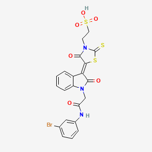 2-[(5Z)-5-[1-[2-(3-bromoanilino)-2-oxoethyl]-2-oxoindol-3-ylidene]-4-oxo-2-sulfanylidene-1,3-thiazolidin-3-yl]ethanesulfonic acid