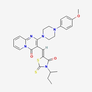 molecular formula C27H29N5O3S2 B15033649 3-[(Z)-(3-Sec-butyl-4-oxo-2-thioxo-1,3-thiazolidin-5-ylidene)methyl]-2-[4-(4-methoxyphenyl)-1-piperazinyl]-4H-pyrido[1,2-A]pyrimidin-4-one 