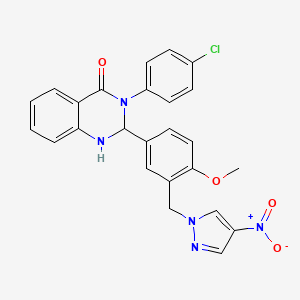 molecular formula C25H20ClN5O4 B15033675 3-(4-chlorophenyl)-2-{4-methoxy-3-[(4-nitro-1H-pyrazol-1-yl)methyl]phenyl}-2,3-dihydroquinazolin-4(1H)-one 