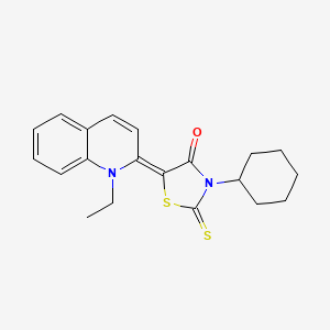 (5Z)-3-cyclohexyl-5-(1-ethylquinolin-2(1H)-ylidene)-2-thioxo-1,3-thiazolidin-4-one