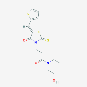 N-ethyl-N-(2-hydroxyethyl)-3-[(5Z)-4-oxo-5-(thiophen-2-ylmethylidene)-2-thioxo-1,3-thiazolidin-3-yl]propanamide