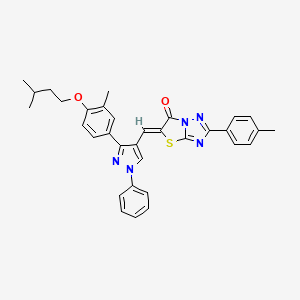 (5Z)-5-({3-[3-methyl-4-(3-methylbutoxy)phenyl]-1-phenyl-1H-pyrazol-4-yl}methylidene)-2-(4-methylphenyl)[1,3]thiazolo[3,2-b][1,2,4]triazol-6(5H)-one