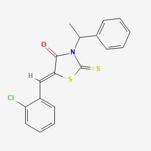 molecular formula C18H14ClNOS2 B15033739 (5Z)-5-[(2-chlorophenyl)methylidene]-3-(1-phenylethyl)-2-sulfanylidene-1,3-thiazolidin-4-one 