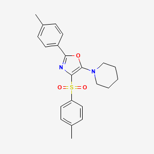 molecular formula C22H24N2O3S B15033767 1-{2-(4-Methylphenyl)-4-[(4-methylphenyl)sulfonyl]-1,3-oxazol-5-yl}piperidine 