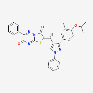 (2Z)-2-({3-[3-methyl-4-(propan-2-yloxy)phenyl]-1-phenyl-1H-pyrazol-4-yl}methylidene)-6-phenyl-7H-[1,3]thiazolo[3,2-b][1,2,4]triazine-3,7(2H)-dione