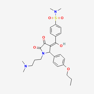 molecular formula C27H35N3O6S B15033815 4-({1-[3-(dimethylamino)propyl]-4-hydroxy-5-oxo-2-(4-propoxyphenyl)-2,5-dihydro-1H-pyrrol-3-yl}carbonyl)-N,N-dimethylbenzenesulfonamide 