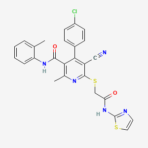 4-(4-chlorophenyl)-5-cyano-2-methyl-N-(2-methylphenyl)-6-{[2-oxo-2-(1,3-thiazol-2-ylamino)ethyl]sulfanyl}pyridine-3-carboxamide