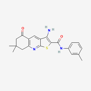 molecular formula C21H21N3O2S B15033827 3-amino-7,7-dimethyl-N-(3-methylphenyl)-5-oxo-5,6,7,8-tetrahydrothieno[2,3-b]quinoline-2-carboxamide 