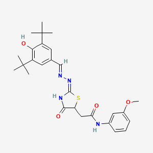 2-{(2E)-2-[(2E)-(3,5-di-tert-butyl-4-hydroxybenzylidene)hydrazinylidene]-4-oxo-1,3-thiazolidin-5-yl}-N-(3-methoxyphenyl)acetamide