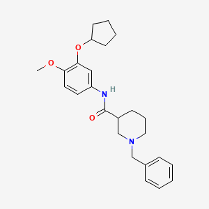 molecular formula C25H32N2O3 B15033889 1-benzyl-N-[3-(cyclopentyloxy)-4-methoxyphenyl]piperidine-3-carboxamide 