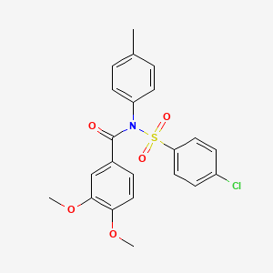 molecular formula C22H20ClNO5S B15033917 N-[(4-chlorophenyl)sulfonyl]-3,4-dimethoxy-N-(4-methylphenyl)benzamide 