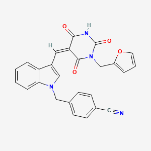 molecular formula C26H18N4O4 B15033935 4-[(3-{(Z)-[1-(furan-2-ylmethyl)-2,4,6-trioxotetrahydropyrimidin-5(2H)-ylidene]methyl}-1H-indol-1-yl)methyl]benzonitrile 