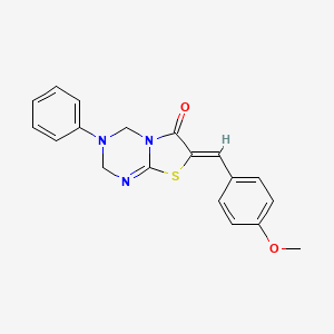 (7Z)-7-(4-methoxybenzylidene)-3-phenyl-3,4-dihydro-2H-[1,3]thiazolo[3,2-a][1,3,5]triazin-6(7H)-one