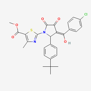 molecular formula C27H25ClN2O5S B15033947 methyl 2-[2-(4-tert-butylphenyl)-3-(4-chlorobenzoyl)-4-hydroxy-5-oxo-2,5-dihydro-1H-pyrrol-1-yl]-4-methyl-1,3-thiazole-5-carboxylate 