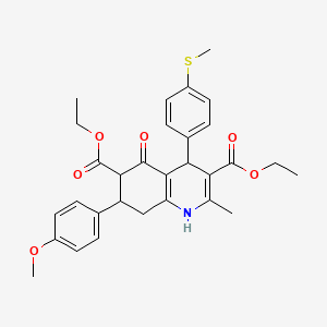 molecular formula C30H33NO6S B15033967 Diethyl 7-(4-methoxyphenyl)-2-methyl-4-[4-(methylsulfanyl)phenyl]-5-oxo-1,4,5,6,7,8-hexahydro-3,6-quinolinedicarboxylate 