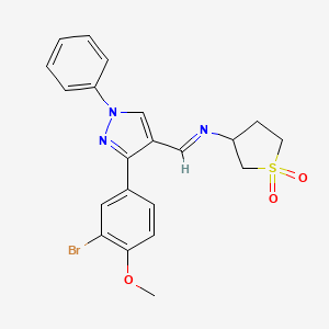 molecular formula C21H20BrN3O3S B15033997 N-{(E)-[3-(3-bromo-4-methoxyphenyl)-1-phenyl-1H-pyrazol-4-yl]methylidene}tetrahydrothiophen-3-amine 1,1-dioxide 