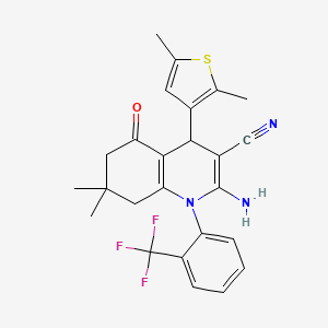 2-Amino-4-(2,5-dimethylthiophen-3-yl)-7,7-dimethyl-5-oxo-1-(2-(trifluoromethyl)phenyl)-1,4,5,6,7,8-hexahydroquinoline-3-carbonitrile