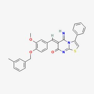 (6Z)-5-imino-6-{3-methoxy-4-[(3-methylbenzyl)oxy]benzylidene}-3-phenyl-5,6-dihydro-7H-[1,3]thiazolo[3,2-a]pyrimidin-7-one