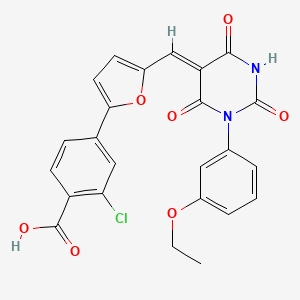 molecular formula C24H17ClN2O7 B15034056 2-chloro-4-(5-{(Z)-[1-(3-ethoxyphenyl)-4-hydroxy-2,6-dioxo-1,6-dihydropyrimidin-5(2H)-ylidene]methyl}furan-2-yl)benzoic acid 