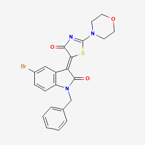 (3Z)-1-benzyl-5-bromo-3-(2-(4-morpholinyl)-4-oxo-1,3-thiazol-5(4H)-ylidene)-1,3-dihydro-2H-indol-2-one