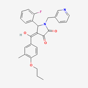 molecular formula C27H25FN2O4 B15034082 5-(2-fluorophenyl)-3-hydroxy-4-(3-methyl-4-propoxybenzoyl)-1-[(pyridin-3-yl)methyl]-2,5-dihydro-1H-pyrrol-2-one 