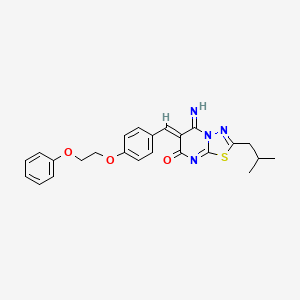 molecular formula C24H24N4O3S B15034108 (6Z)-5-imino-2-(2-methylpropyl)-6-[4-(2-phenoxyethoxy)benzylidene]-5,6-dihydro-7H-[1,3,4]thiadiazolo[3,2-a]pyrimidin-7-one 