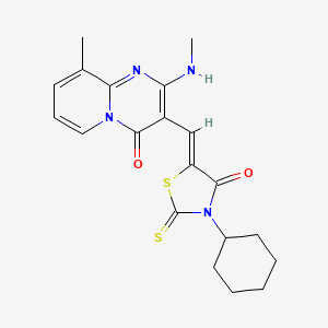 3-[(Z)-(3-cyclohexyl-4-oxo-2-thioxo-1,3-thiazolidin-5-ylidene)methyl]-9-methyl-2-(methylamino)-4H-pyrido[1,2-a]pyrimidin-4-one