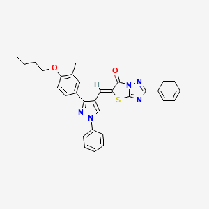 molecular formula C32H29N5O2S B15034156 (5Z)-5-{[3-(4-butoxy-3-methylphenyl)-1-phenyl-1H-pyrazol-4-yl]methylidene}-2-(4-methylphenyl)[1,3]thiazolo[3,2-b][1,2,4]triazol-6(5H)-one 