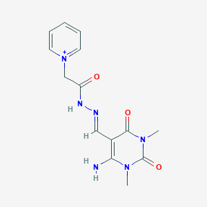 1-(2-{(2E)-2-[(6-amino-1,3-dimethyl-2,4-dioxo-1,2,3,4-tetrahydropyrimidin-5-yl)methylidene]hydrazinyl}-2-oxoethyl)pyridinium