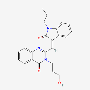 molecular formula C23H23N3O3 B15034184 3-(3-hydroxypropyl)-2-[(Z)-(2-oxo-1-propyl-1,2-dihydro-3H-indol-3-ylidene)methyl]quinazolin-4(3H)-one 