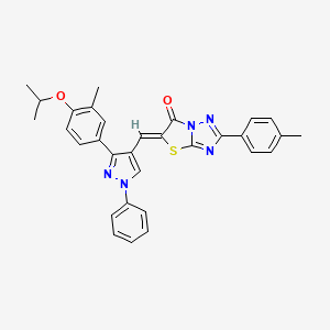 molecular formula C31H27N5O2S B15034201 (5Z)-2-(4-methylphenyl)-5-({3-[3-methyl-4-(propan-2-yloxy)phenyl]-1-phenyl-1H-pyrazol-4-yl}methylidene)[1,3]thiazolo[3,2-b][1,2,4]triazol-6(5H)-one 