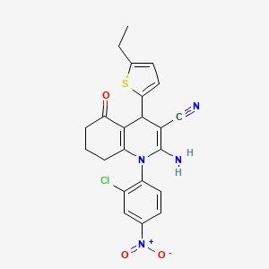 2-Amino-1-(2-chloro-4-nitrophenyl)-4-(5-ethylthiophen-2-yl)-5-oxo-1,4,5,6,7,8-hexahydroquinoline-3-carbonitrile