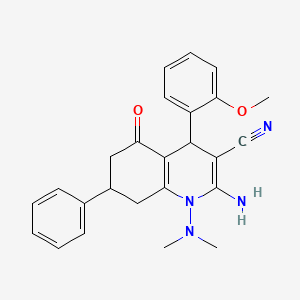 2-Amino-1-(dimethylamino)-4-(2-methoxyphenyl)-5-oxo-7-phenyl-1,4,5,6,7,8-hexahydro-3-quinolinecarbonitrile