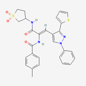 N-{(1Z)-3-[(1,1-dioxidotetrahydrothiophen-3-yl)amino]-3-oxo-1-[1-phenyl-3-(thiophen-2-yl)-1H-pyrazol-4-yl]prop-1-en-2-yl}-4-methylbenzamide