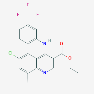 molecular formula C20H16ClF3N2O2 B15034316 Ethyl 6-chloro-8-methyl-4-{[3-(trifluoromethyl)phenyl]amino}quinoline-3-carboxylate 