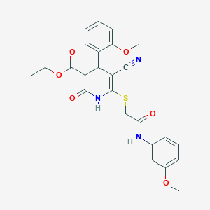 molecular formula C25H25N3O6S B15034318 Ethyl 5-cyano-4-(2-methoxyphenyl)-6-({2-[(3-methoxyphenyl)amino]-2-oxoethyl}sulfanyl)-2-oxo-1,2,3,4-tetrahydropyridine-3-carboxylate 