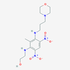 molecular formula C16H25N5O6 B15034358 2-[(2-Methyl-3-{[3-(morpholin-4-yl)propyl]amino}-4,6-dinitrophenyl)amino]ethanol 