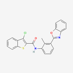 molecular formula C23H15ClN2O2S B15034361 N-[3-(1,3-benzoxazol-2-yl)-2-methylphenyl]-3-chloro-1-benzothiophene-2-carboxamide 