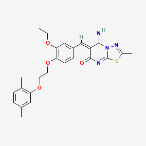 molecular formula C25H26N4O4S B15034381 (6Z)-6-{4-[2-(2,5-dimethylphenoxy)ethoxy]-3-ethoxybenzylidene}-5-imino-2-methyl-5,6-dihydro-7H-[1,3,4]thiadiazolo[3,2-a]pyrimidin-7-one 