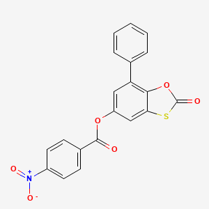 molecular formula C20H11NO6S B15034389 2-Oxo-7-phenyl-1,3-benzoxathiol-5-yl 4-nitrobenzoate 