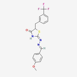 (2E)-2-[(2E)-(4-methoxybenzylidene)hydrazinylidene]-5-[3-(trifluoromethyl)benzyl]-1,3-thiazolidin-4-one