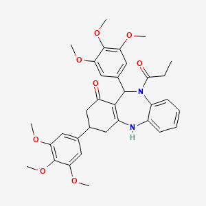 10-propanoyl-3,11-bis(3,4,5-trimethoxyphenyl)-2,3,4,5,10,11-hexahydro-1H-dibenzo[b,e][1,4]diazepin-1-one