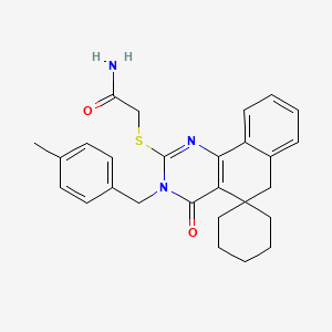 2-[3-[(4-methylphenyl)methyl]-4-oxospiro[6H-benzo[h]quinazoline-5,1'-cyclohexane]-2-yl]sulfanylacetamide